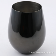 Tasse à vin de couleur noire en acier inoxydable de 18 oz